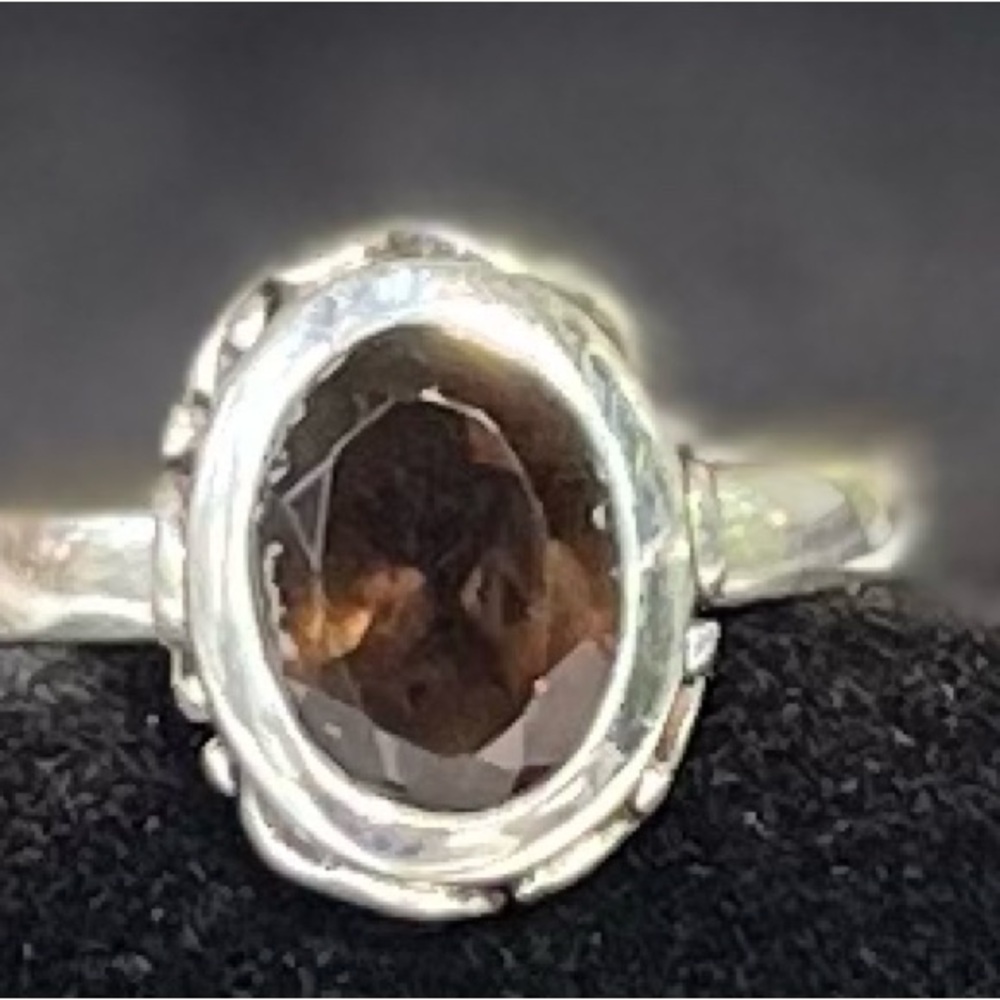 Silpada Vintage-Inspired Sterling Silver and Brown Smoky Quartz Ring